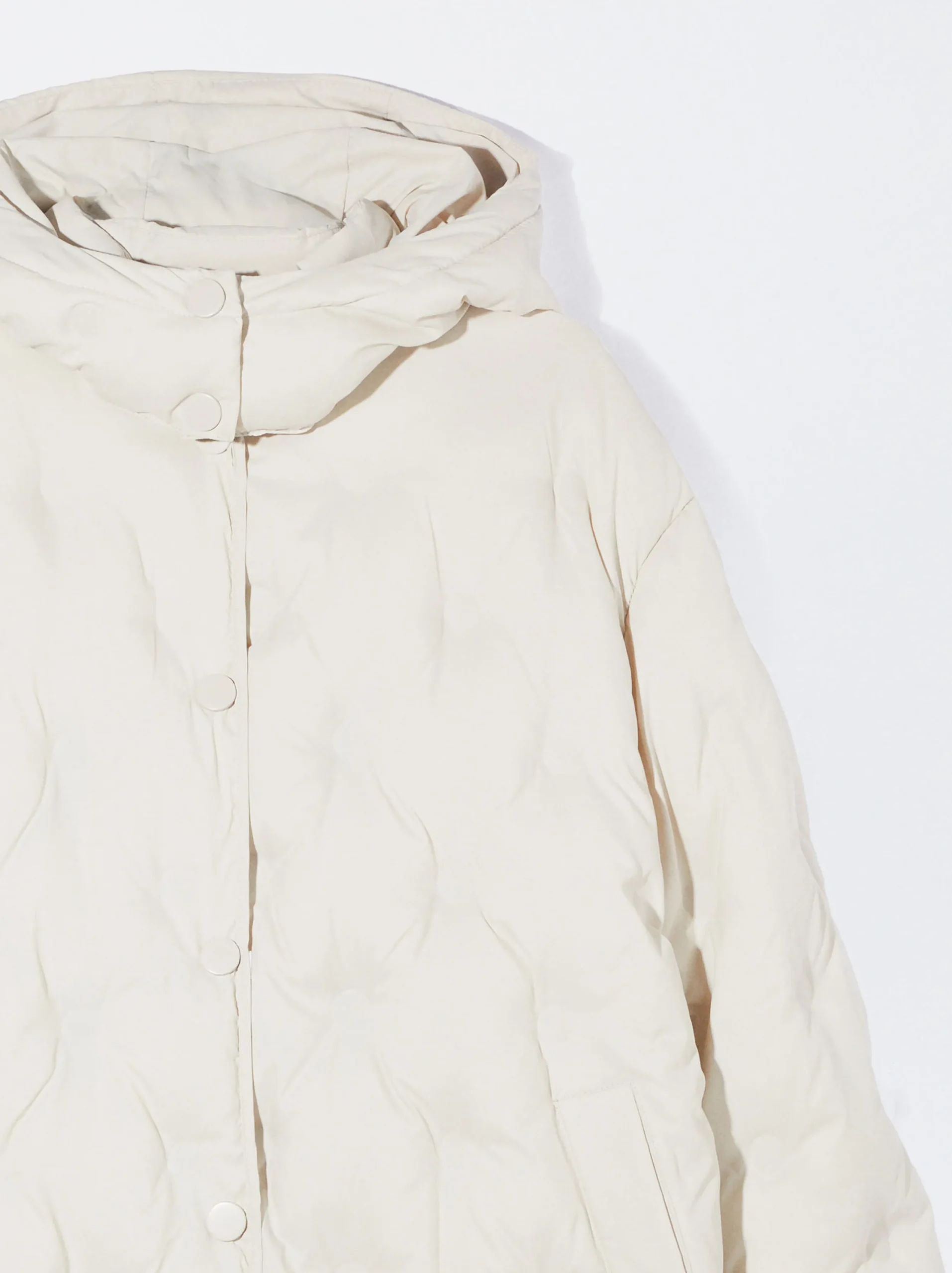 PARFOIS Abrigo Acolchado Con Capucha Beige Online