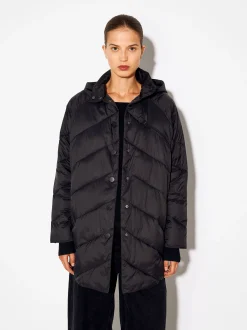 PARFOIS Abrigo Acolchado Con Capucha Negro Store