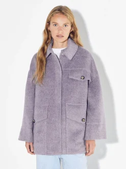PARFOIS Abrigo Con Bolsillos Solapa Violeta Best Sale