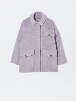 PARFOIS Abrigo Con Bolsillos Solapa Violeta Best Sale