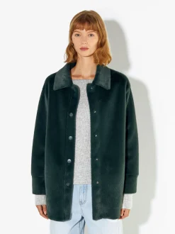 PARFOIS Abrigo De Pelo Con Bolsillos Verde Store