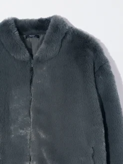 PARFOIS Abrigo De Pelo Con Bolsillos Gris Discount