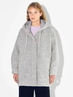 PARFOIS Abrigo Largo Con Capucha Gris Flash Sale