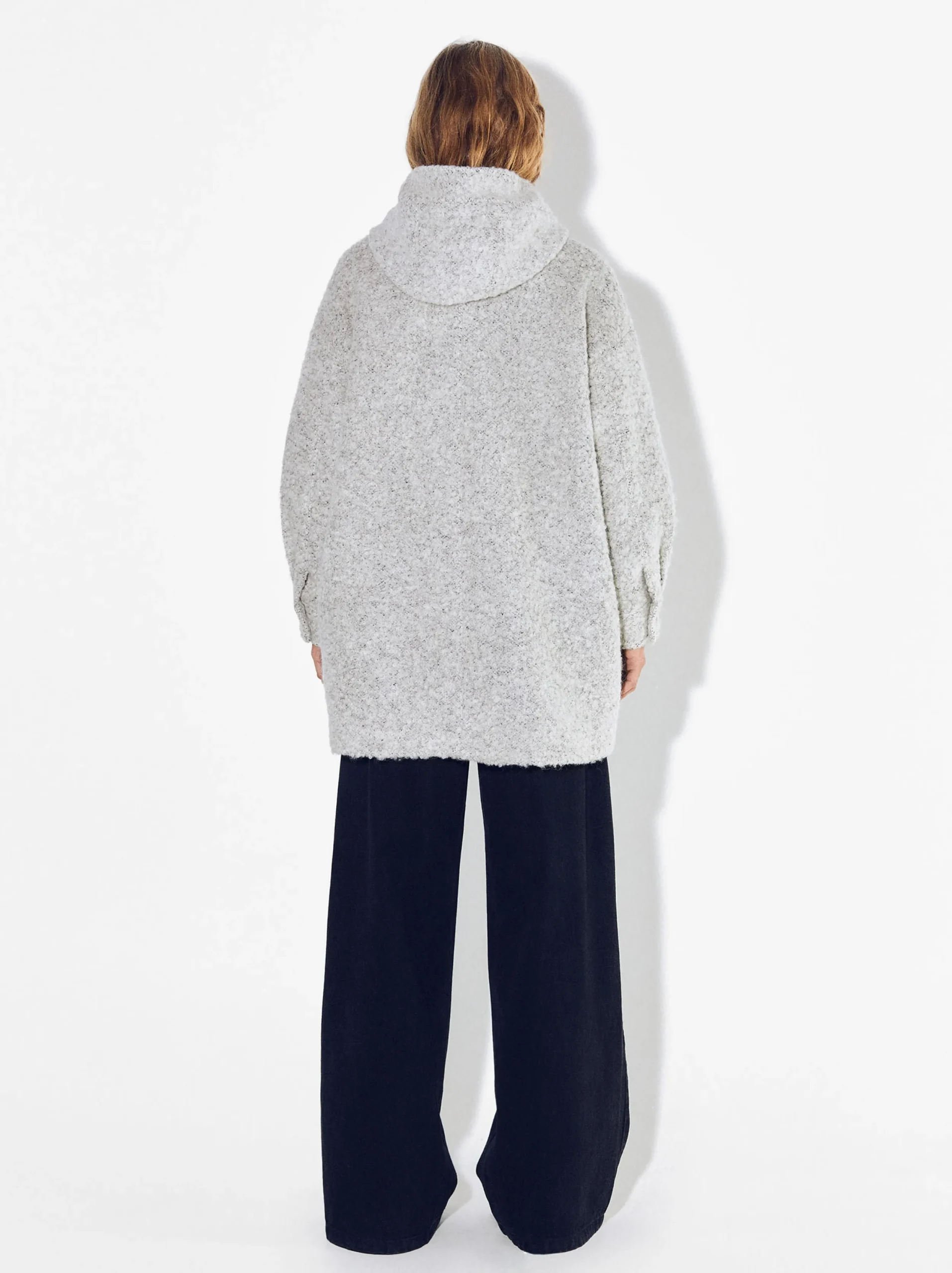 PARFOIS Abrigo Largo Con Capucha Gris Flash Sale