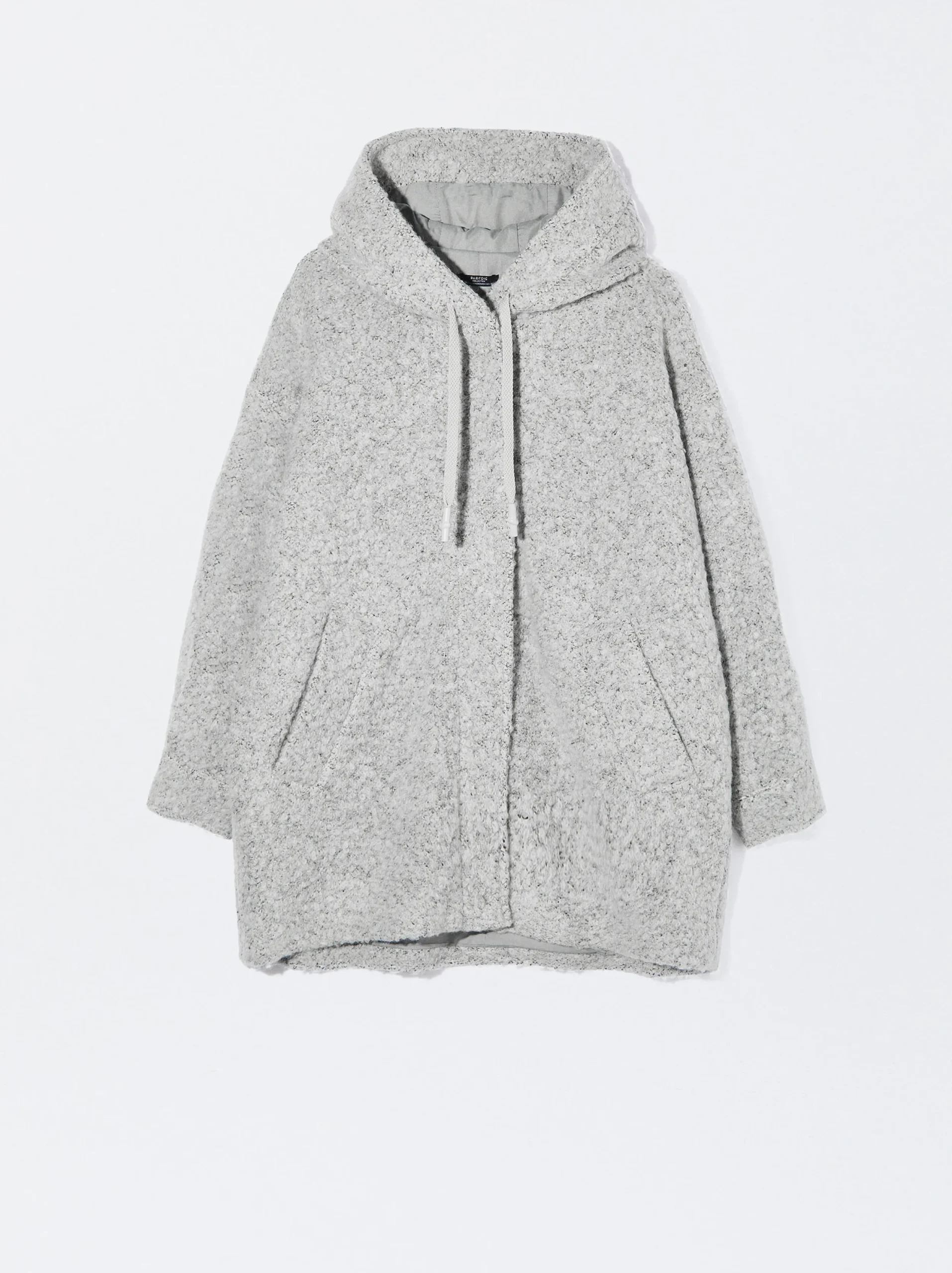 PARFOIS Abrigo Largo Con Capucha Gris Flash Sale