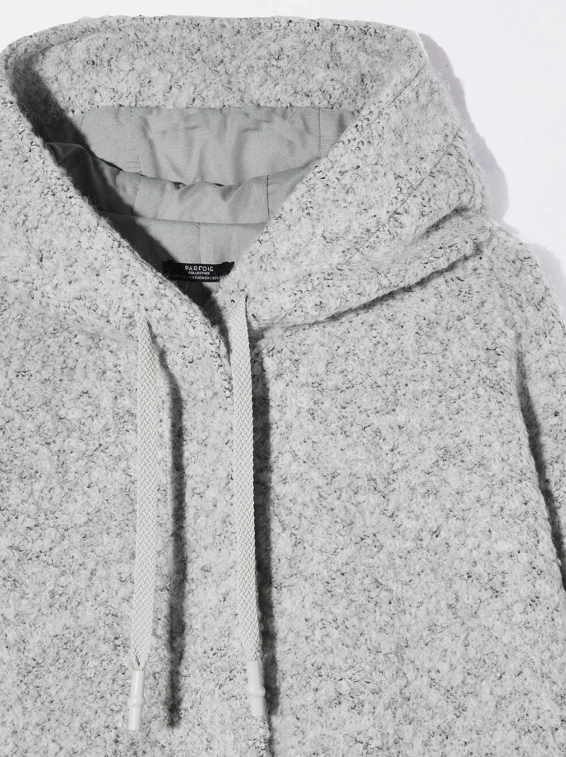 PARFOIS Abrigo Largo Con Capucha Gris Flash Sale
