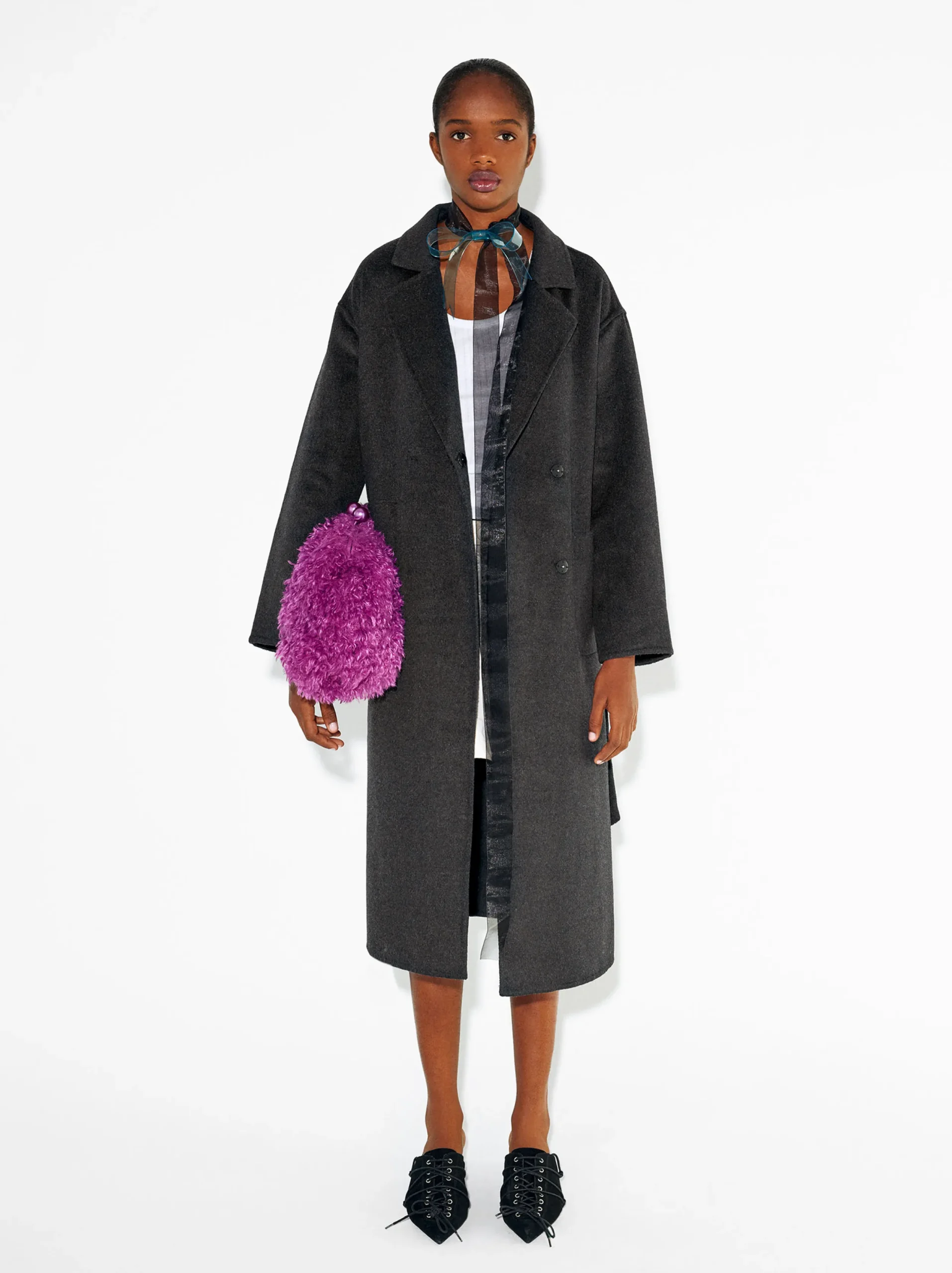 PARFOIS Abrigo Largo Con Lana Gris Store