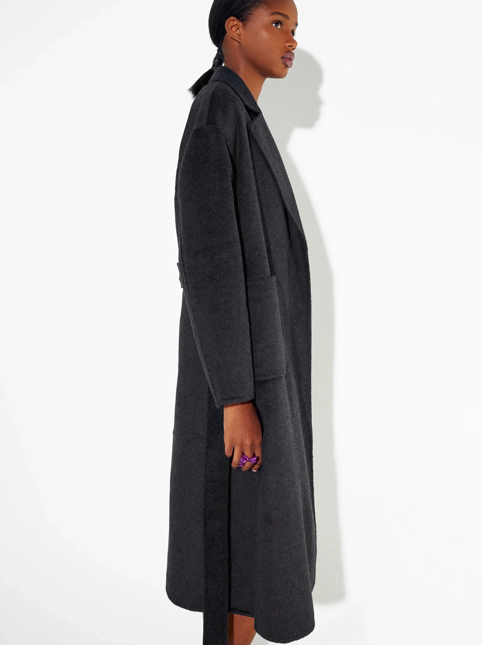 PARFOIS Abrigo Largo Con Lana Gris Store
