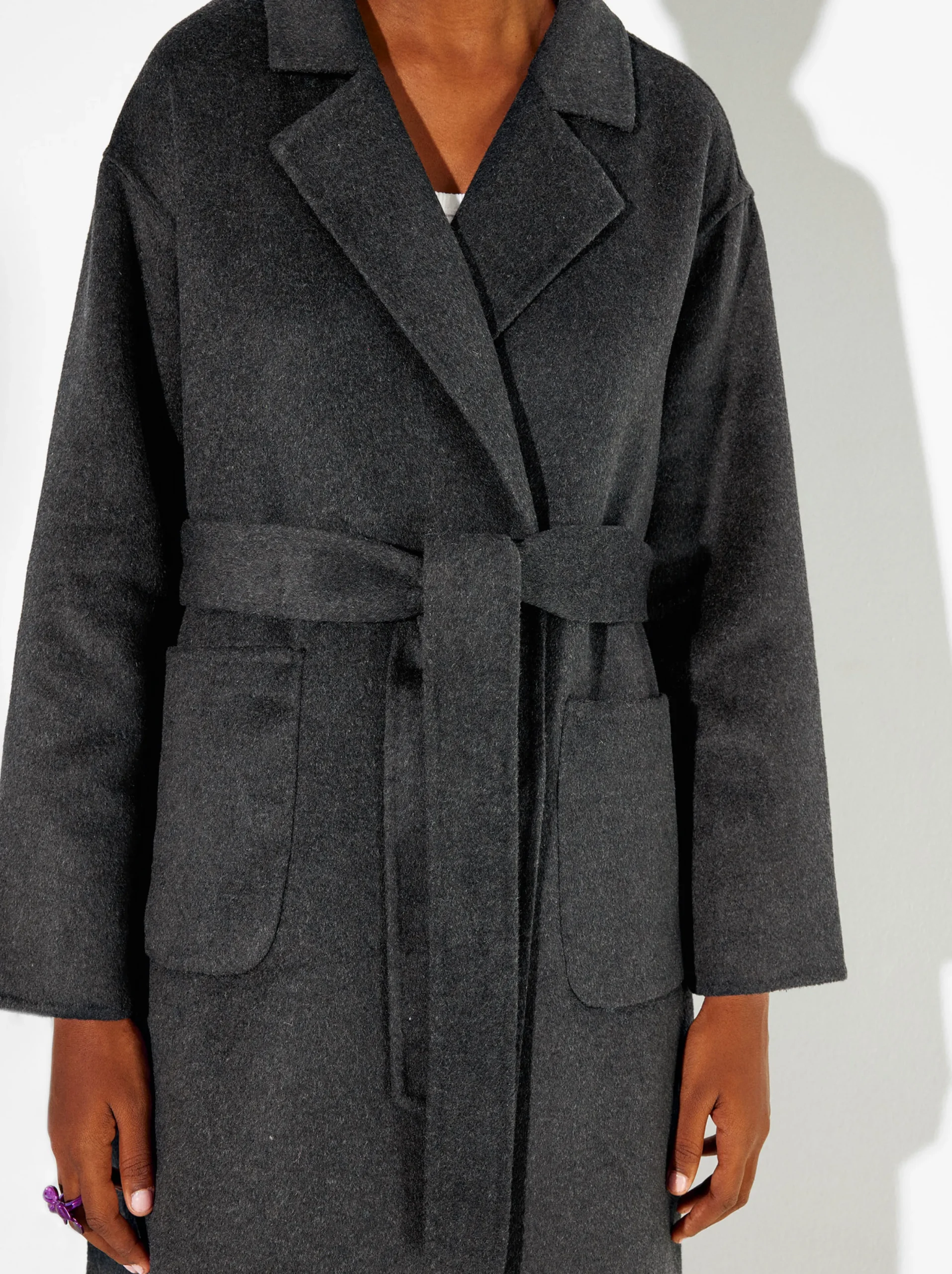 PARFOIS Abrigo Largo Con Lana Gris Store