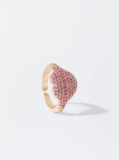 PARFOIS Anillo Con Circonias Fucsia Fashion