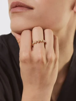 PARFOIS Anillo Con Corazones Dorado Cheap