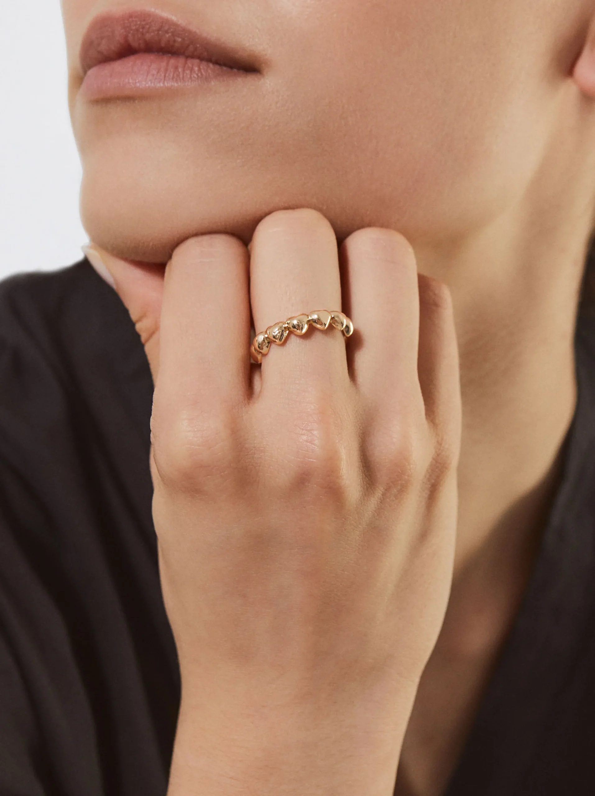 PARFOIS Anillo Con Corazones Dorado Cheap
