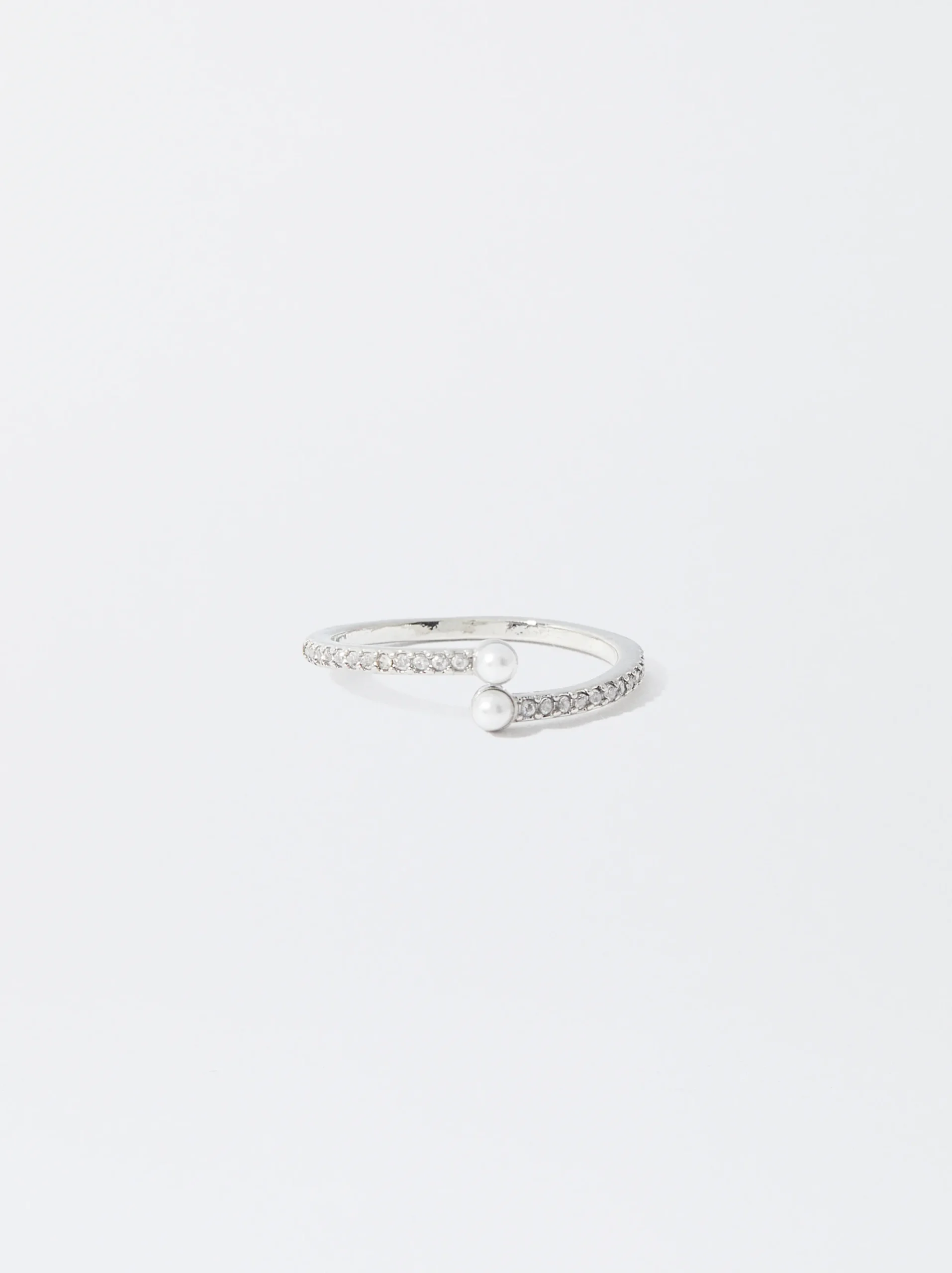 PARFOIS Anillo Con Perla Y Circonitas Plateado Flash Sale