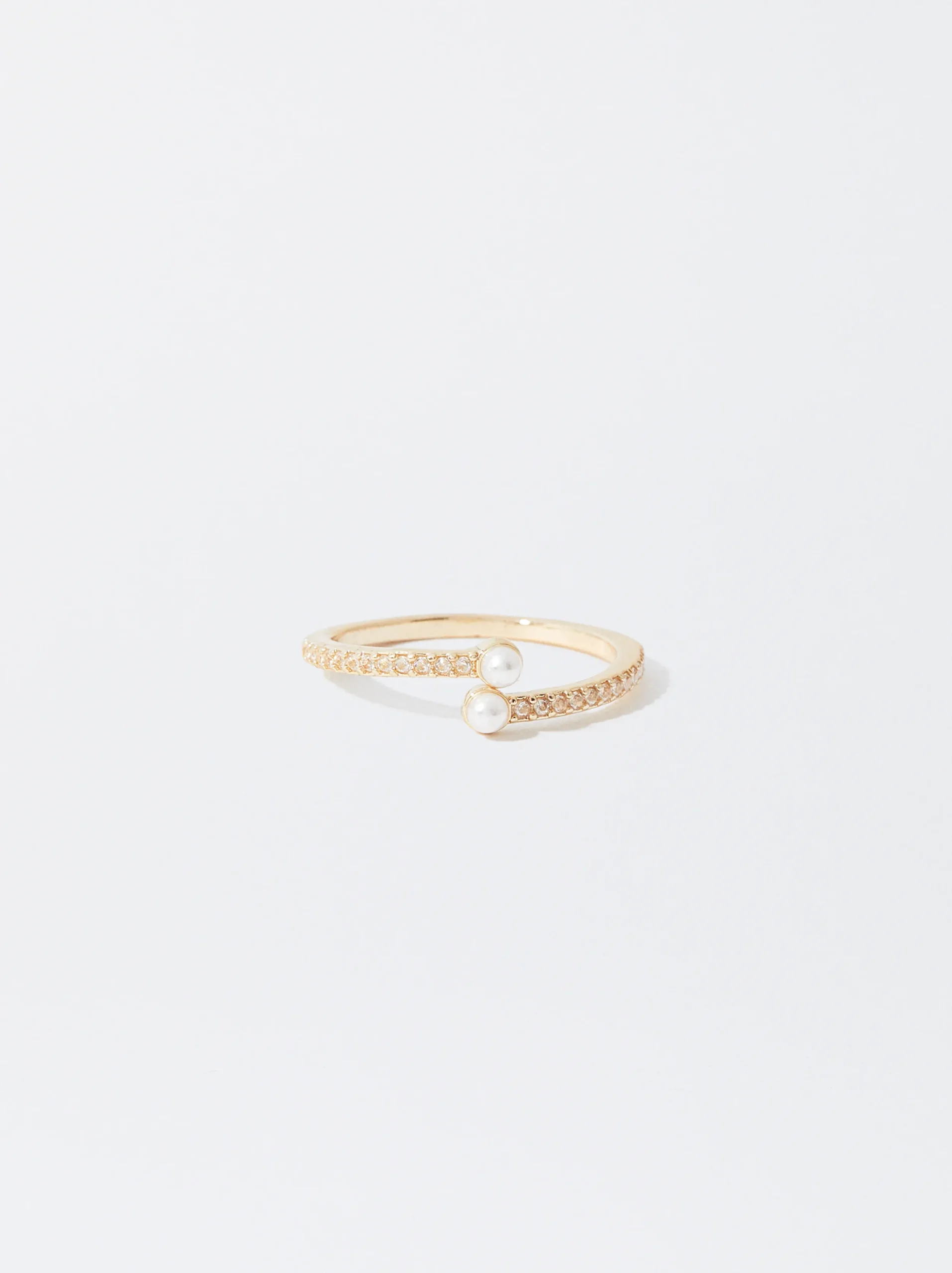 PARFOIS Anillo Con Perla Y Circonitas Dorado Sale