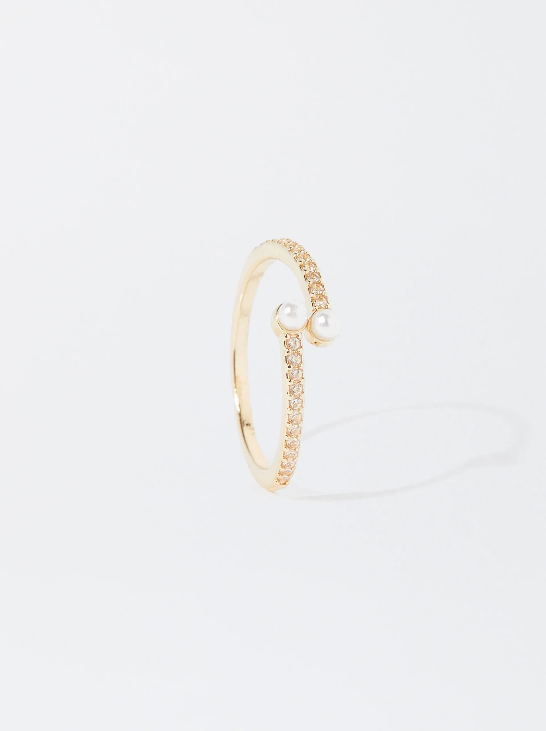 PARFOIS Anillo Con Perla Y Circonitas Dorado Sale
