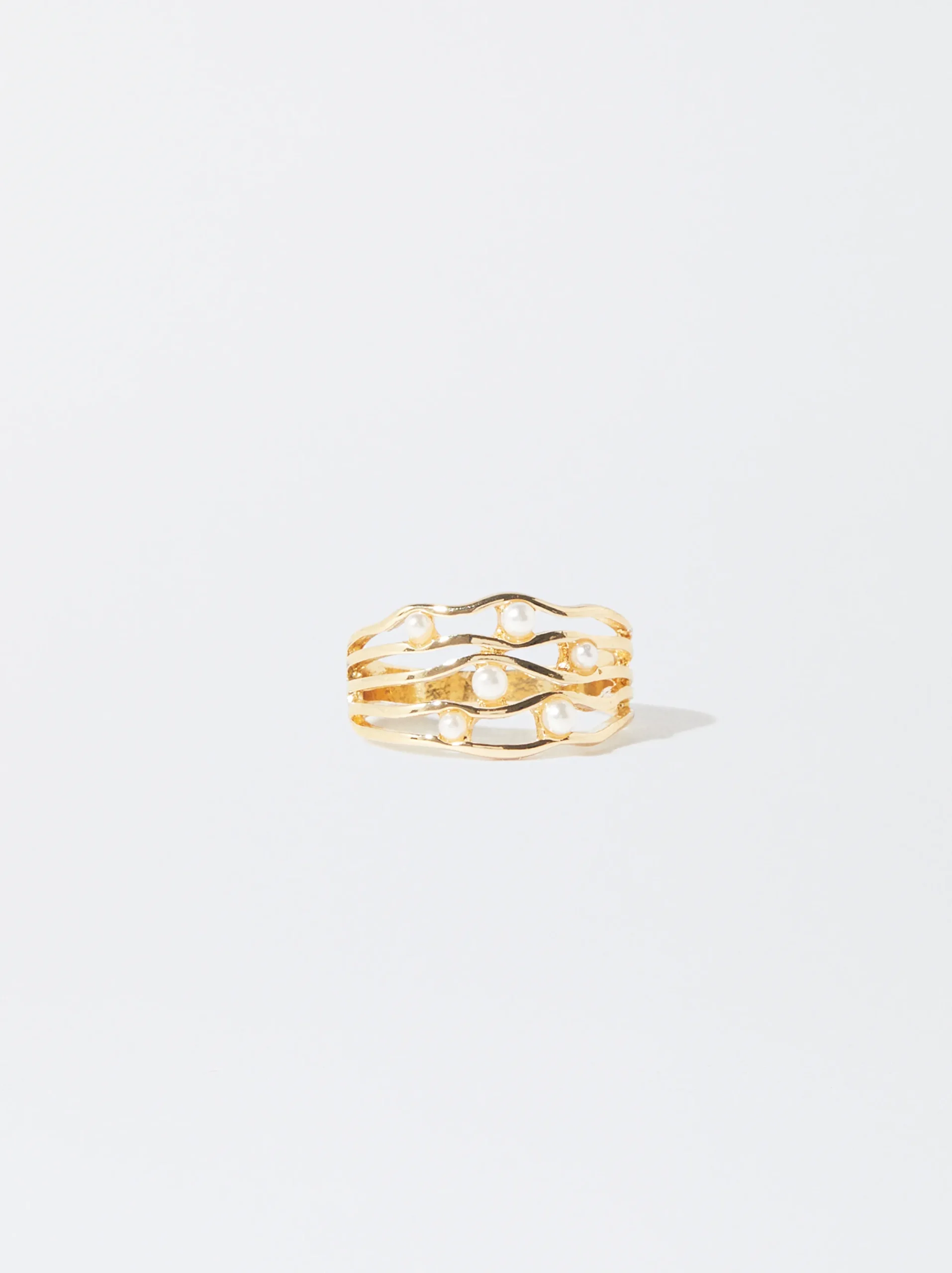 PARFOIS Anillo Con Perlas Dorado Flash Sale