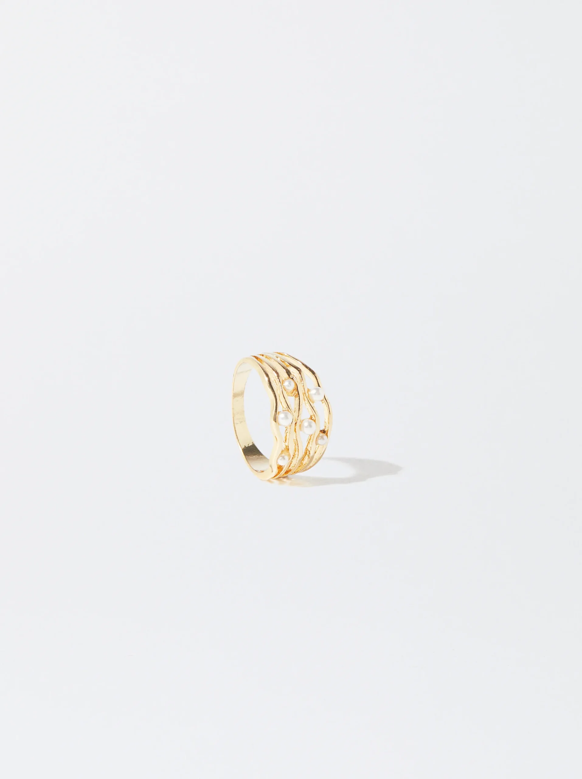 PARFOIS Anillo Con Perlas Dorado Flash Sale