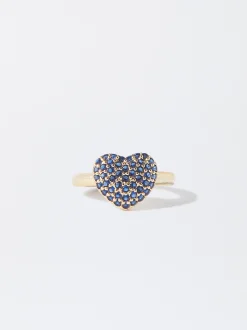 PARFOIS Anillo Corazón Con Circonitas Azul Outlet