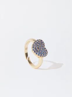 PARFOIS Anillo Coraz&oacute;n Con Circonitas Azul Outlet