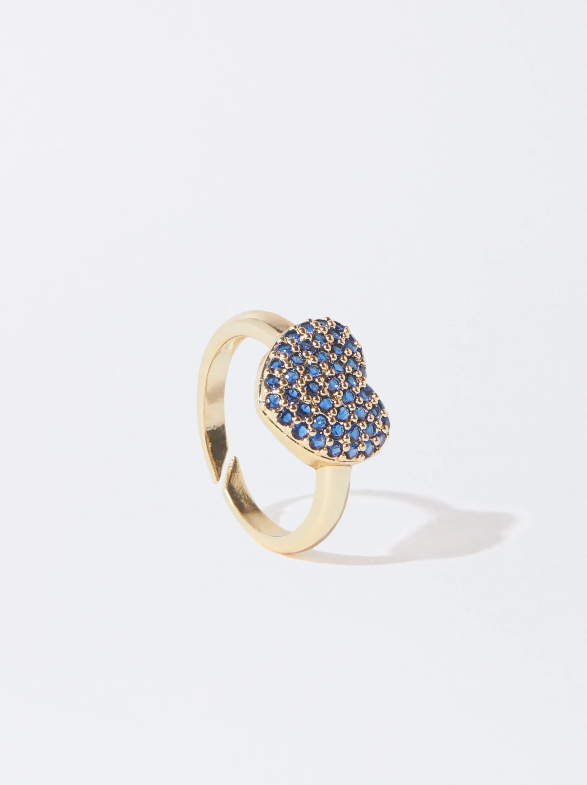 PARFOIS Anillo Corazón Con Circonitas Azul Outlet