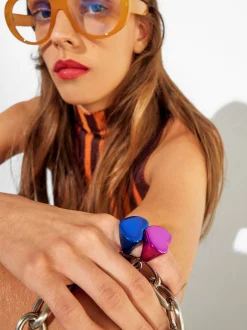 PARFOIS Anillo Corazón Metalizado Azul Flash Sale
