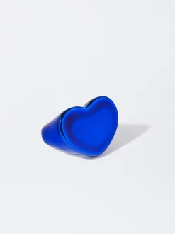 PARFOIS Anillo Corazón Metalizado Azul Flash Sale