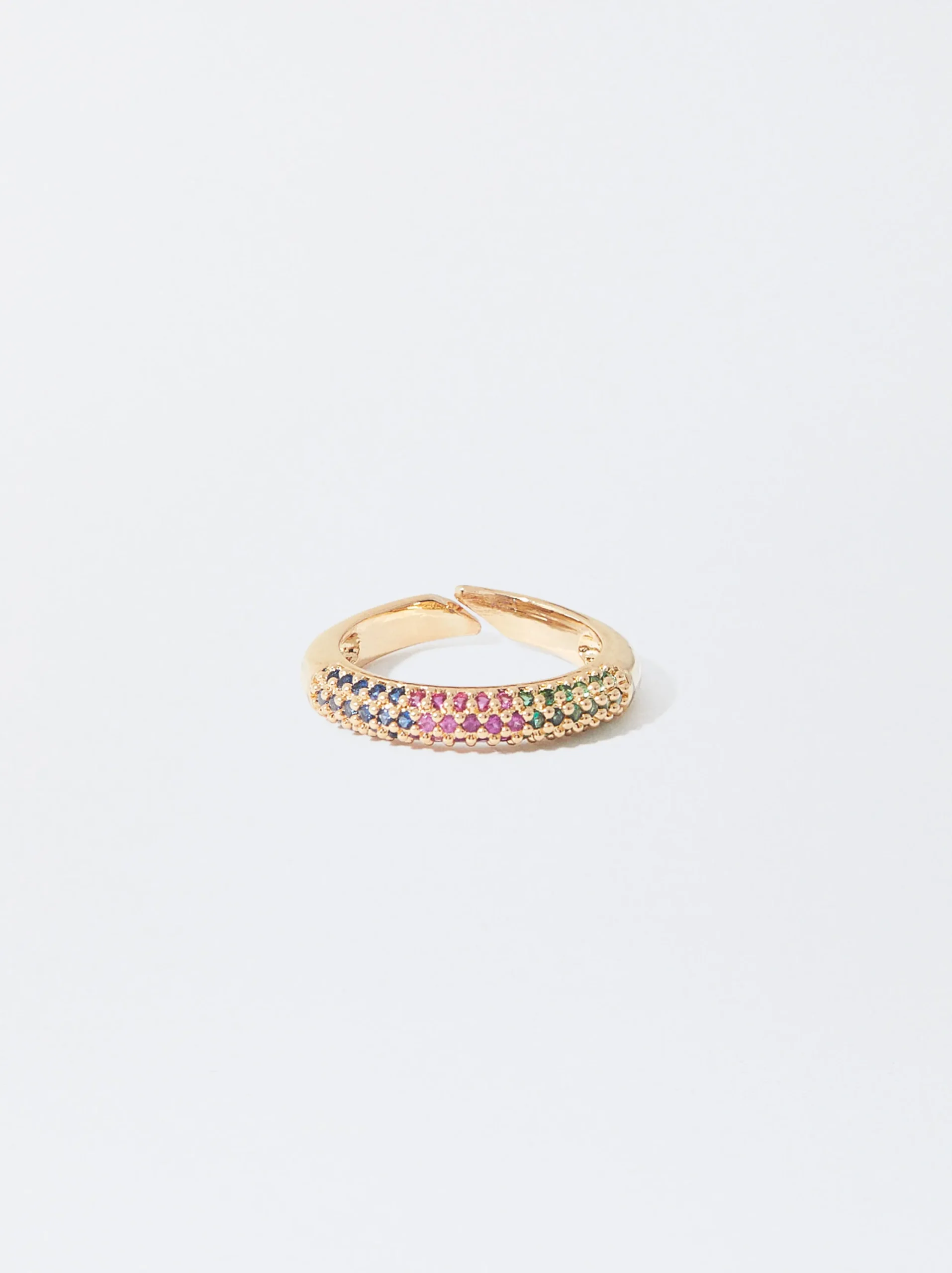 PARFOIS Anillo Dorado Con Circonitas Multicolor Multicor Flash Sale