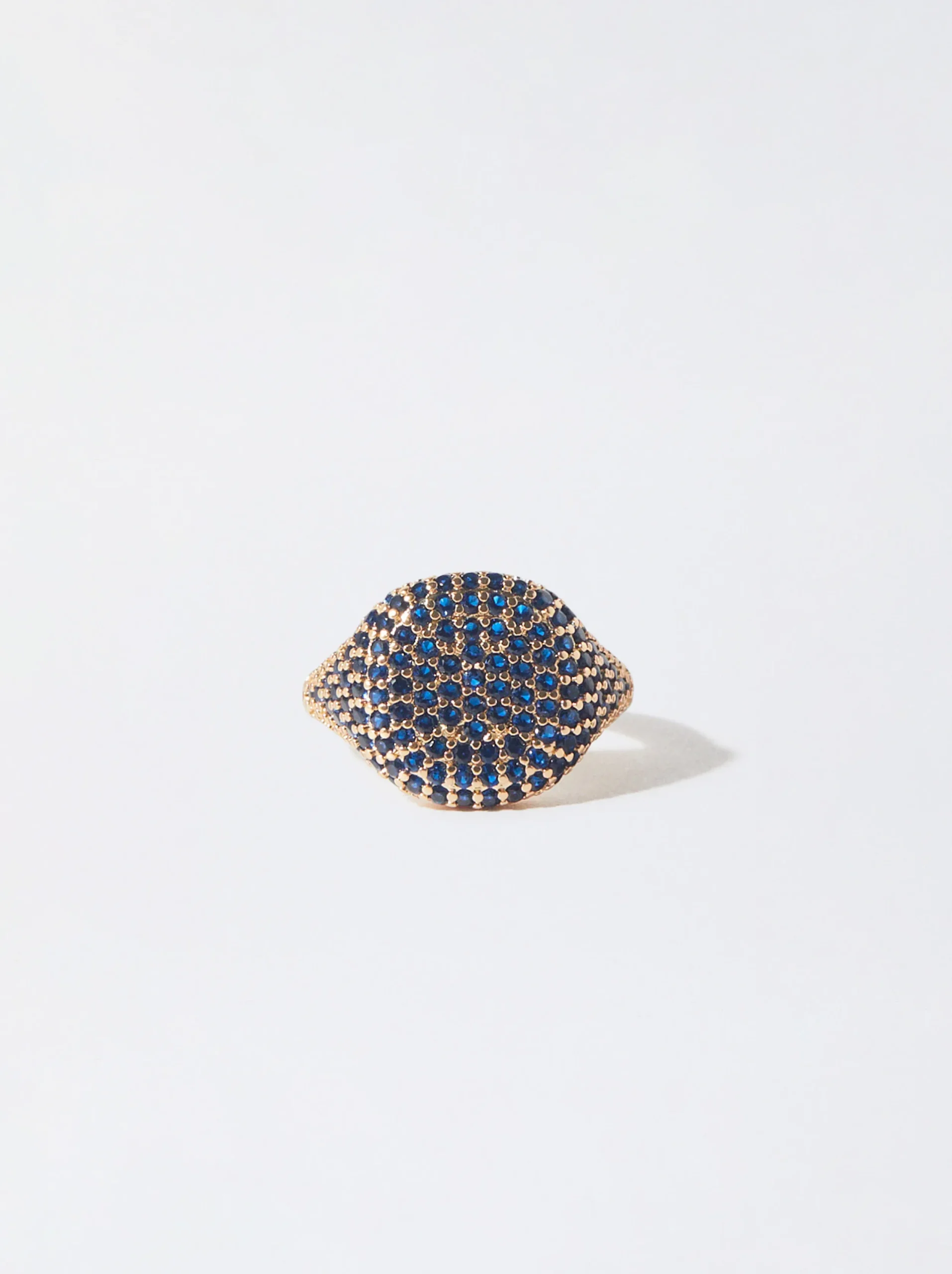 PARFOIS Anillo Dorado Con Circonitas Azul Fashion