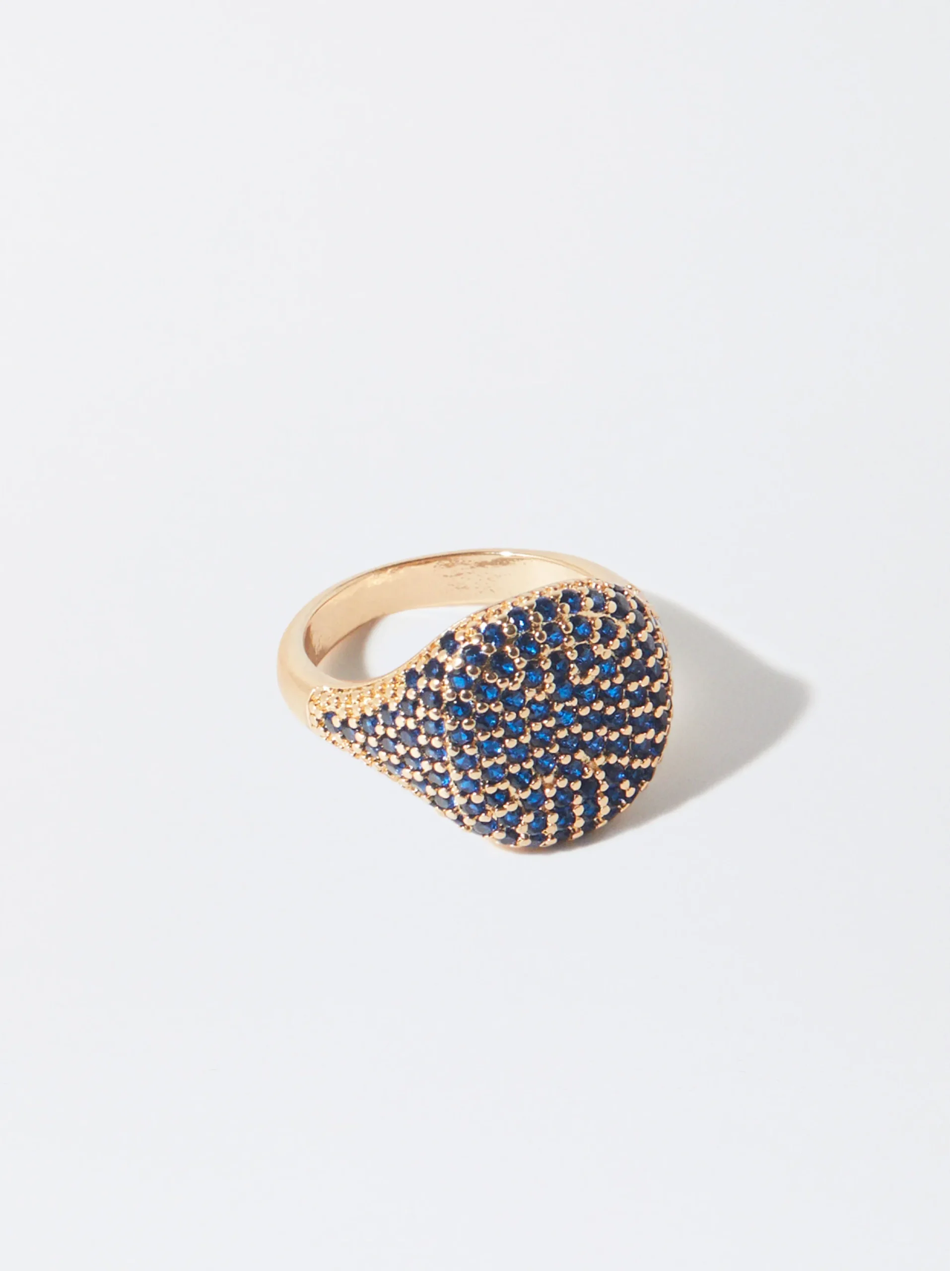PARFOIS Anillo Dorado Con Circonitas Azul Fashion
