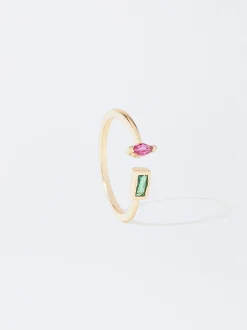 PARFOIS Anillo Dorado Con Circonitas Multicor Best Sale