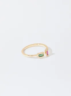 PARFOIS Anillo Dorado Con Circonitas Multicor Best Sale