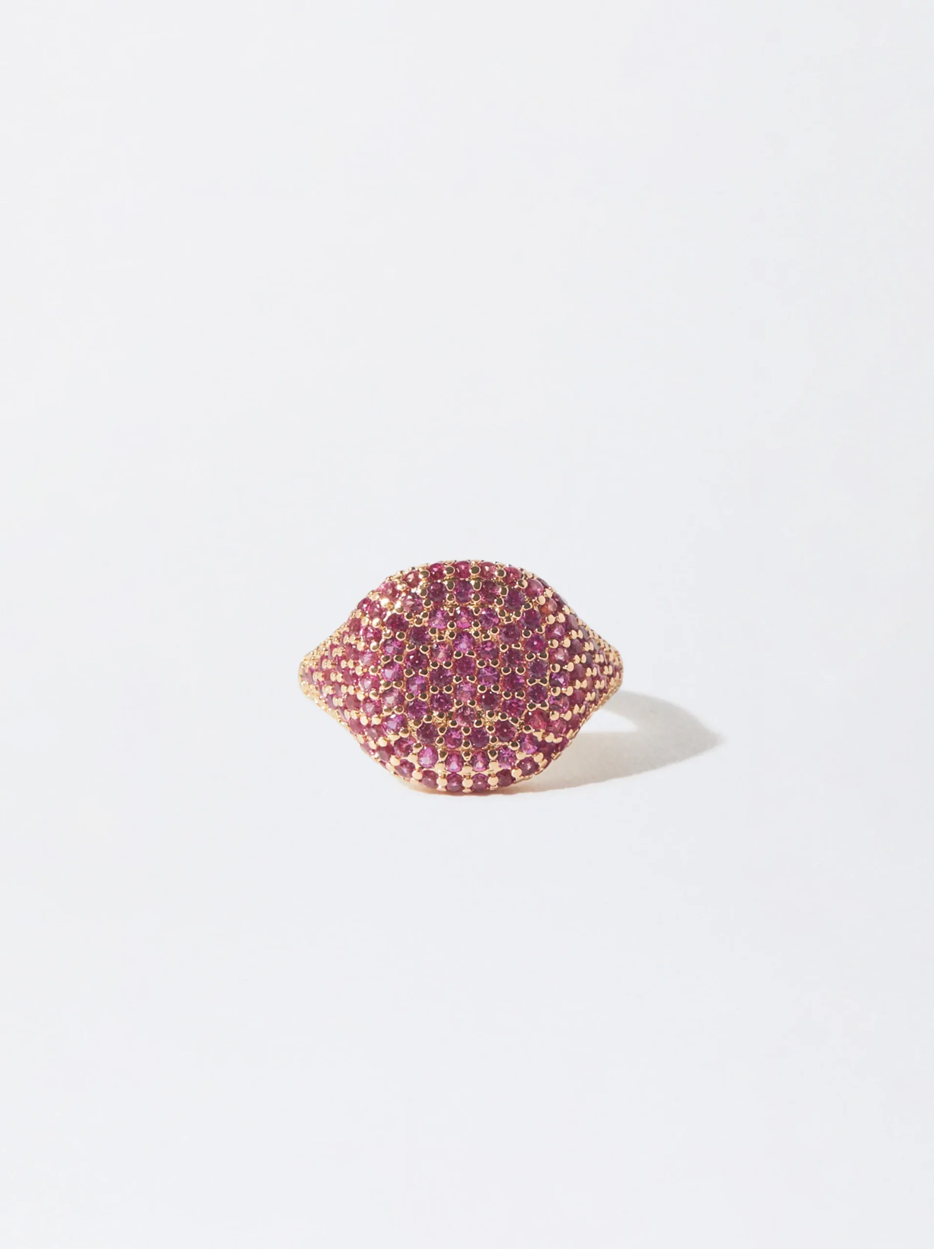 PARFOIS Anillo Dorado Con Circonitas Fucsia Cheap