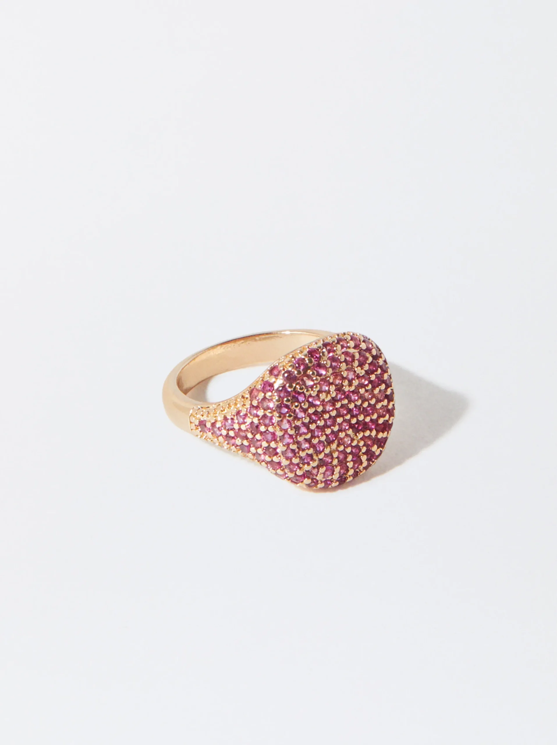 PARFOIS Anillo Dorado Con Circonitas Fucsia Cheap