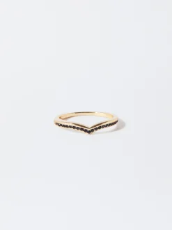 PARFOIS Anillo Dorado Con Circonitas Negro Hot