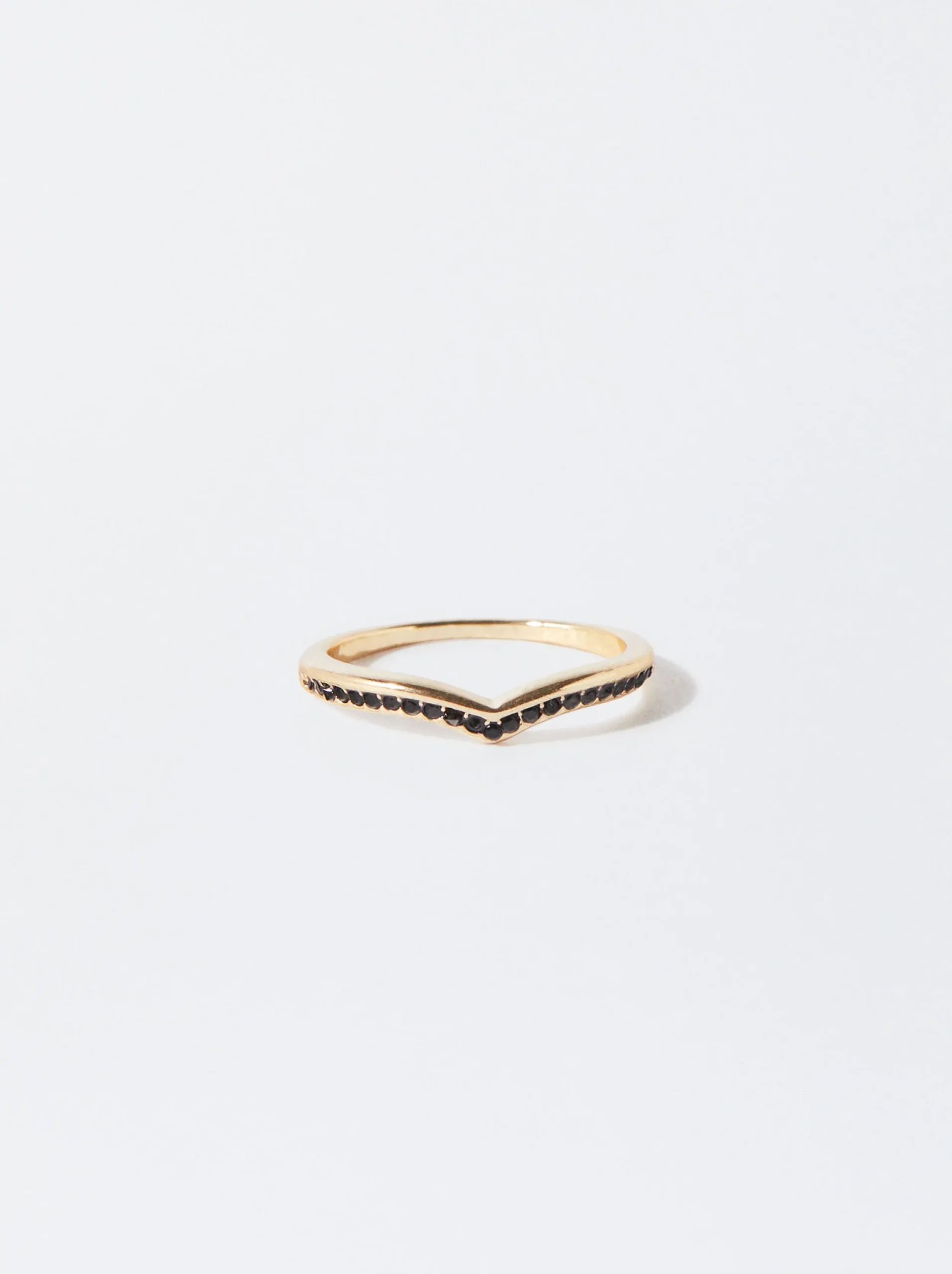 PARFOIS Anillo Dorado Con Circonitas Negro Hot