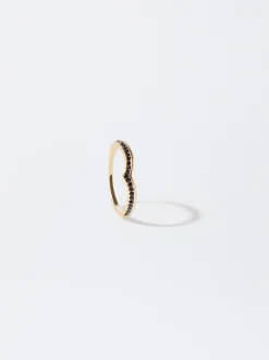 PARFOIS Anillo Dorado Con Circonitas Negro Hot