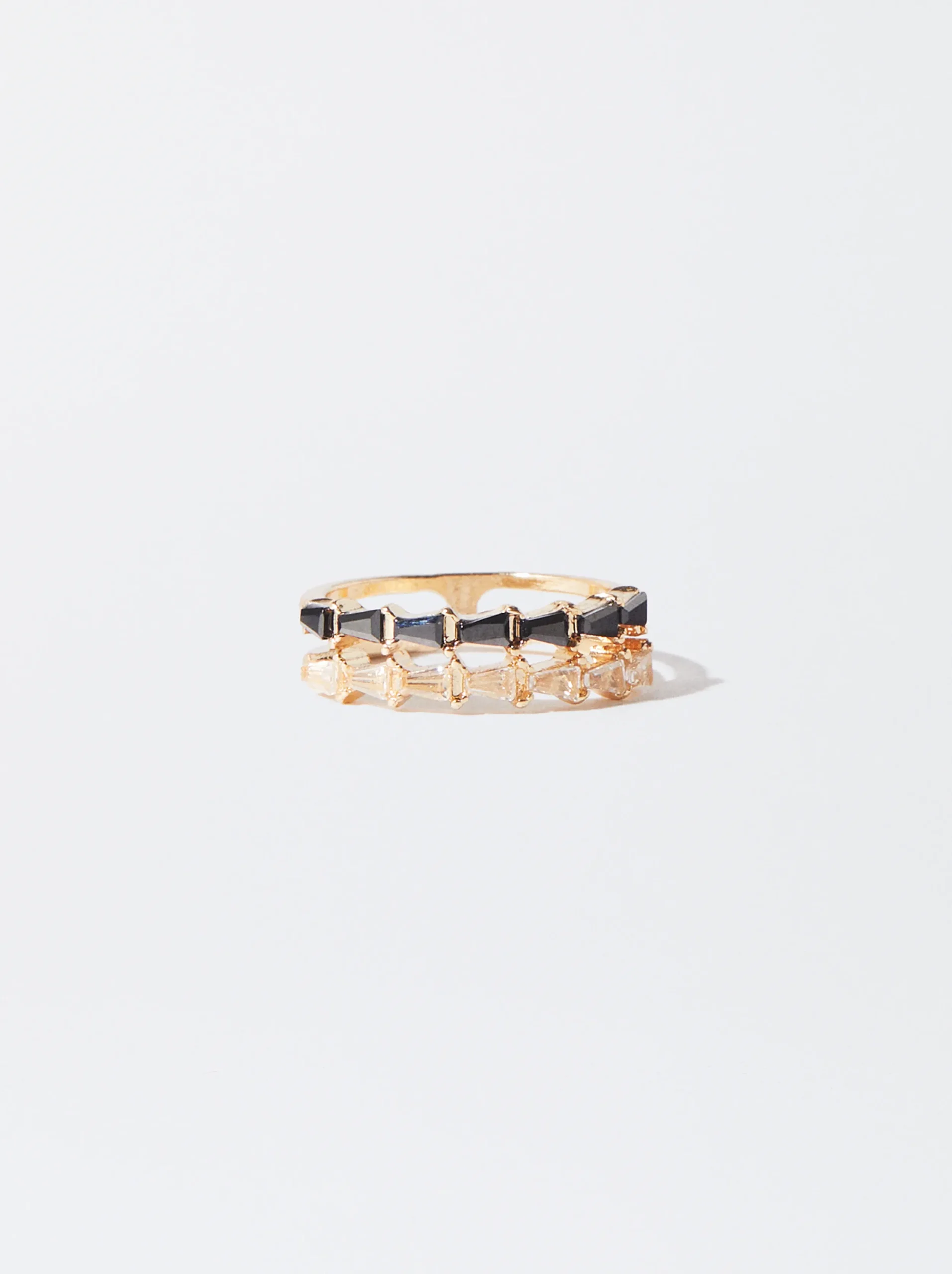 PARFOIS Anillo Dorado Con Cristales Negro New