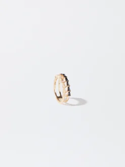 PARFOIS Anillo Dorado Con Cristales Negro New
