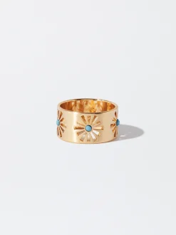 PARFOIS Anillo Dorado Con Piedra Azul Clearance