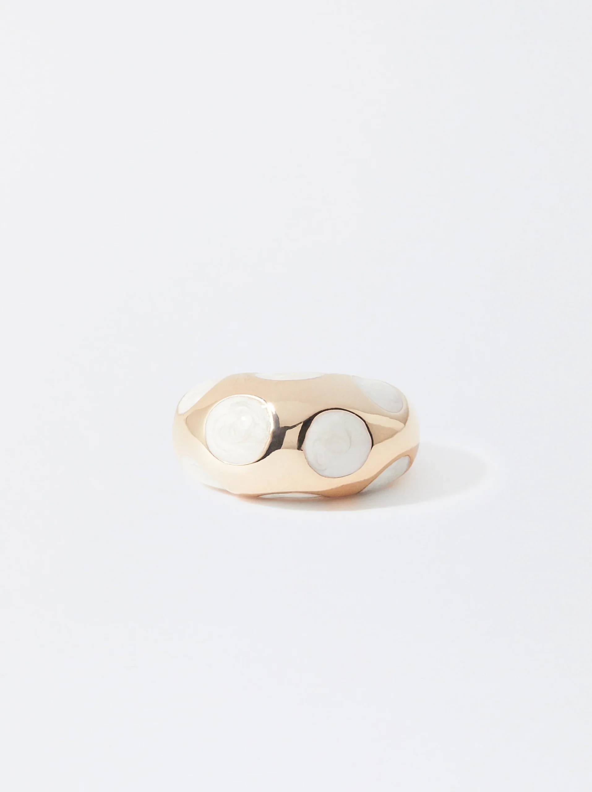 PARFOIS Anillo Dorado Esmaltado Beige Cheap