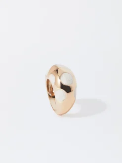PARFOIS Anillo Dorado Esmaltado Beige Cheap