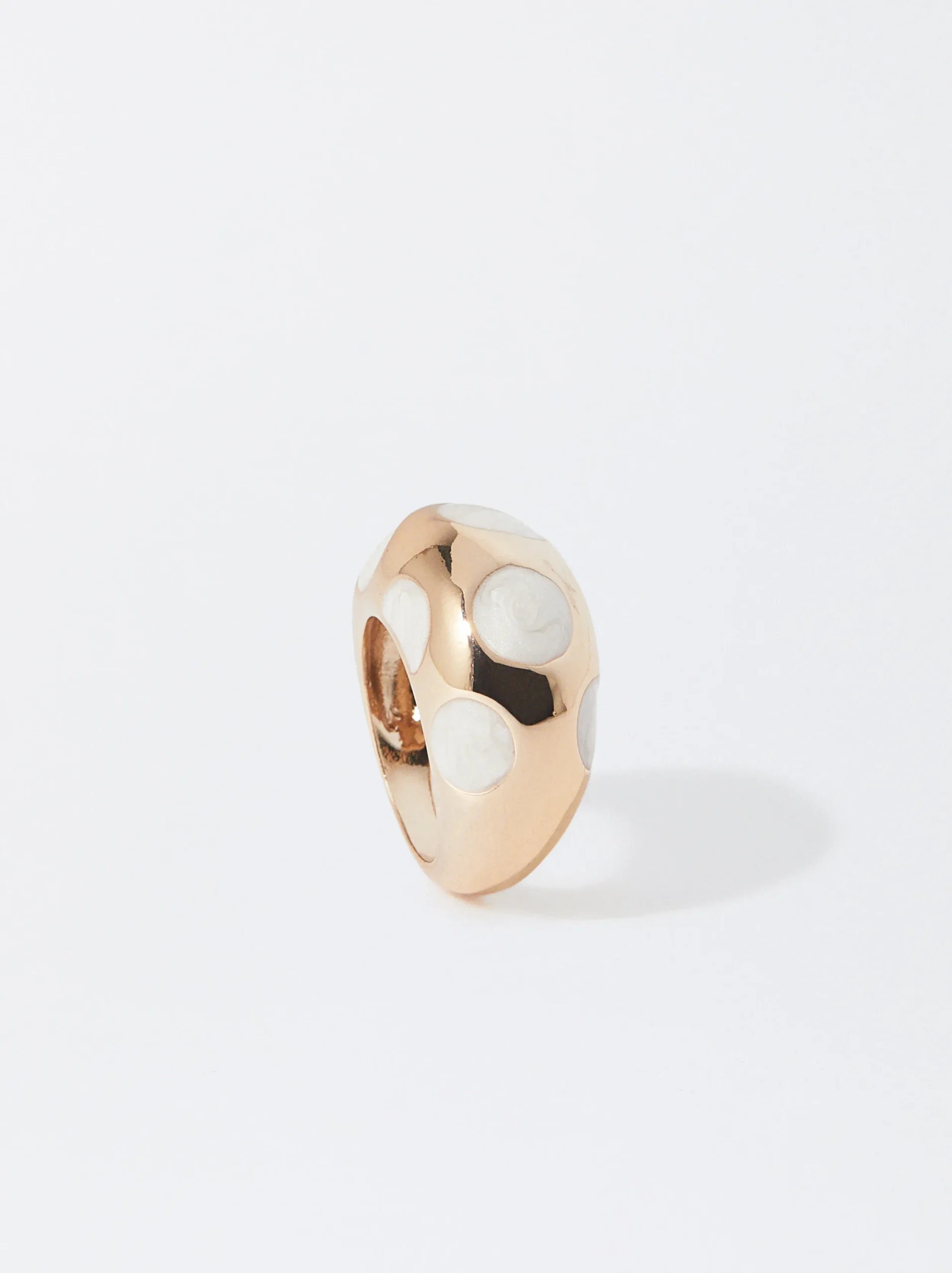 PARFOIS Anillo Dorado Esmaltado Beige Cheap