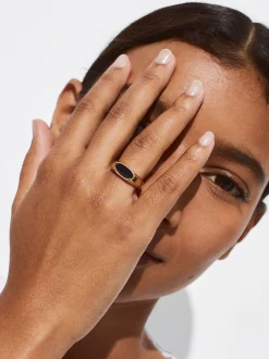 PARFOIS Anillo Dorado Esmaltado Negro Clearance