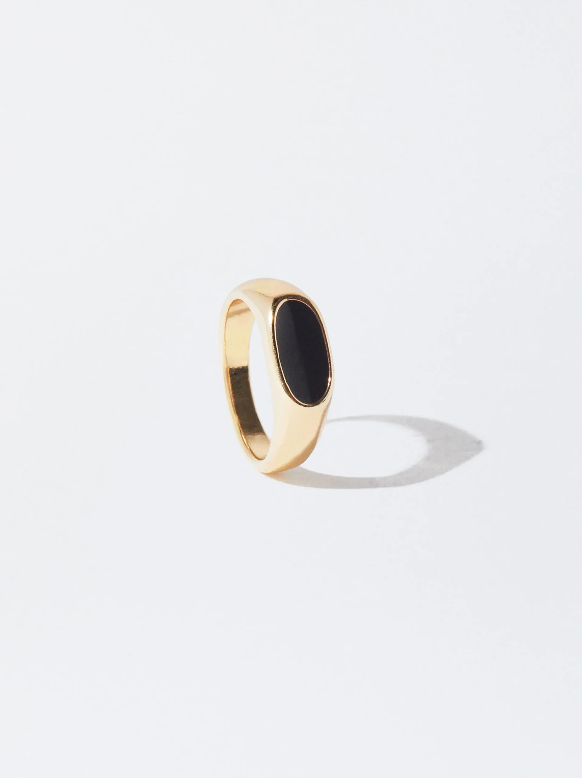PARFOIS Anillo Dorado Esmaltado Negro Clearance