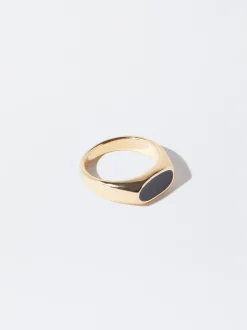 PARFOIS Anillo Dorado Esmaltado Negro Clearance