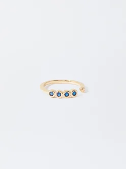 PARFOIS Anillo Dorado Strass Azul Store