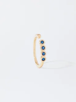 PARFOIS Anillo Dorado Strass Azul Store