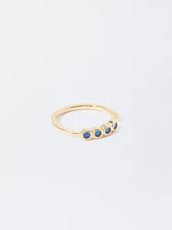 PARFOIS Anillo Dorado Strass Azul Store