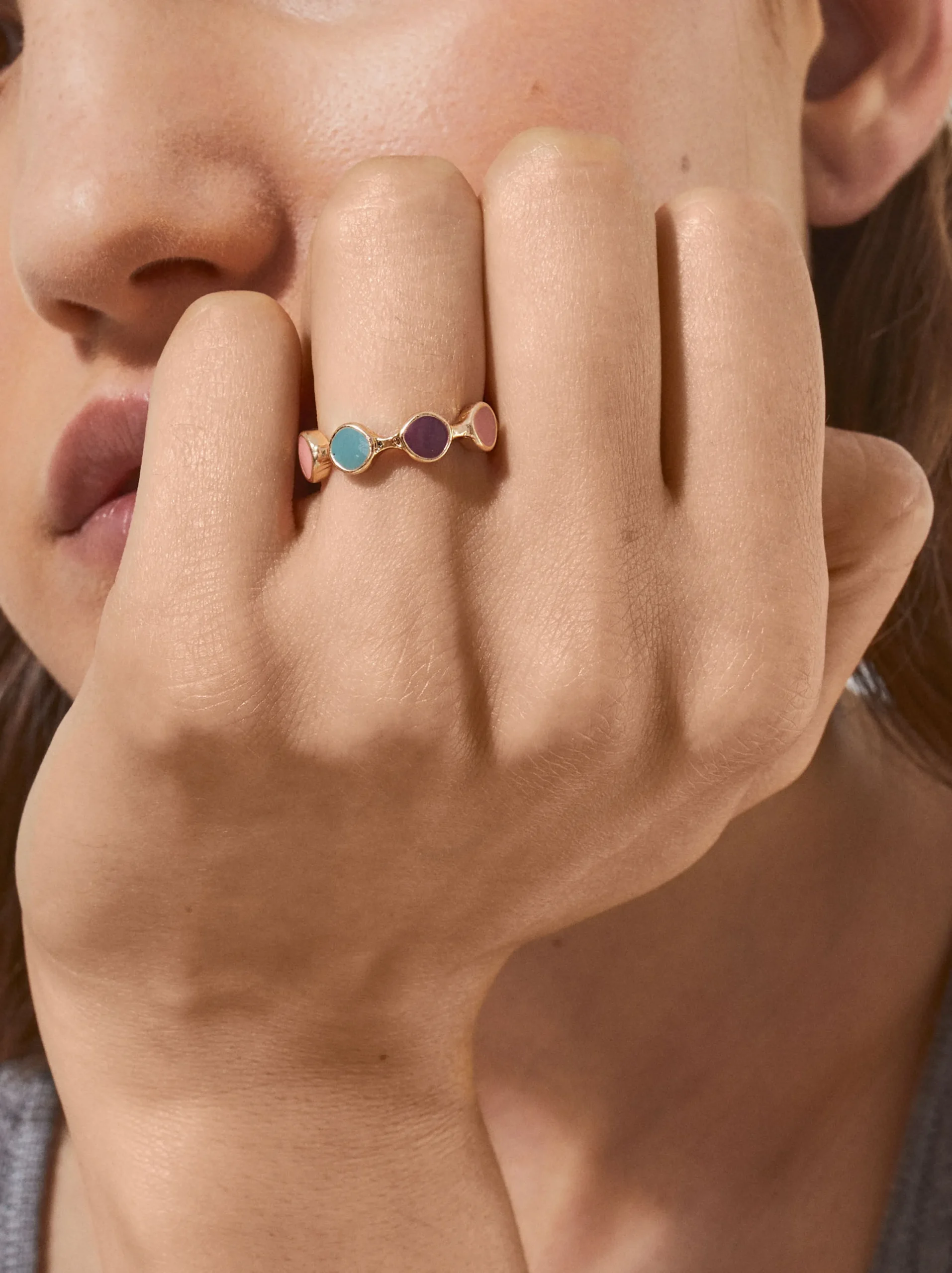 PARFOIS Anillo Esmaltado Multicor Clearance