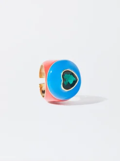 PARFOIS Anillo Esmaltado Maxi Coraz&oacute;n Multicor New